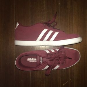 Maroon Adidas sneakers